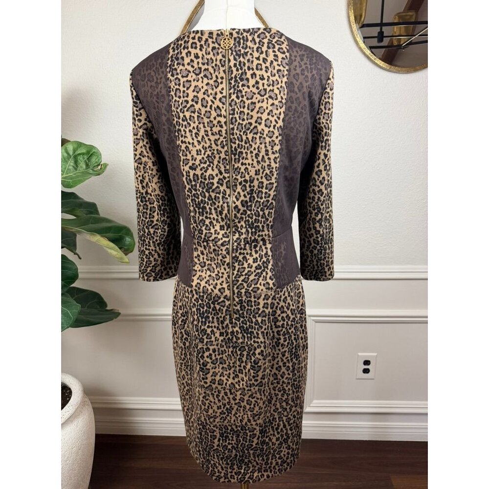 Quiet Luxury Leopard Pencil Dress|Power Femme Rich Mom Elegance|Antonio Melani 6 - Picture 9 of 14